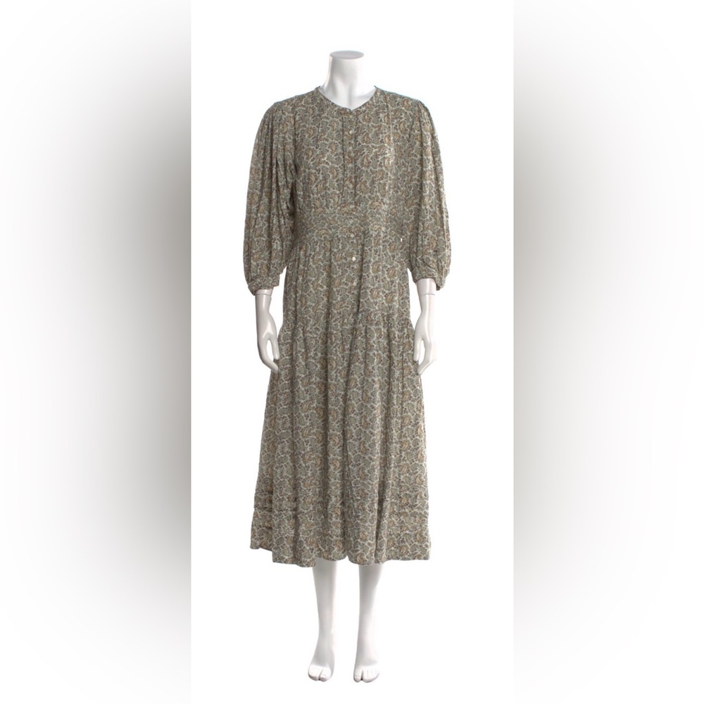 Doen Paisley Tent Dress L/Xl Green Cotton and Viscose Midi Dress
